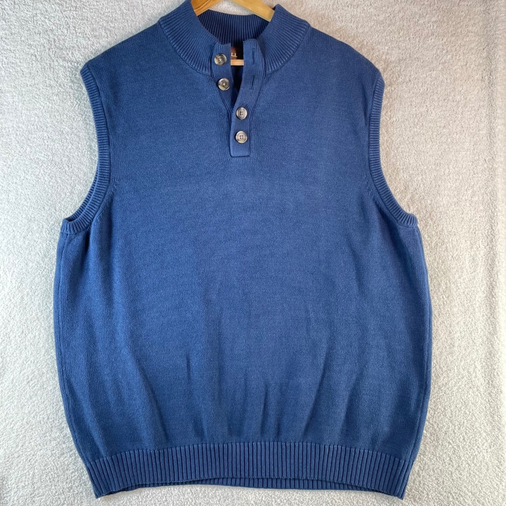 grandpacore sweater vest button henley mock neck oak hill 2XL old money ivy fall
